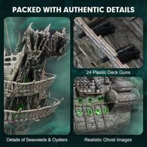 Green LED Flying Dutchman Haunted Pirate Ship 360-piece Model Kit