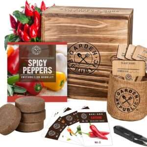 Hot Pepper Growing Kit with 4 Hot Peppers for Simple Home Gardening