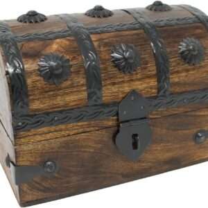 Nautical Wooden Treasure Chest for Keepsakes and Jewelry