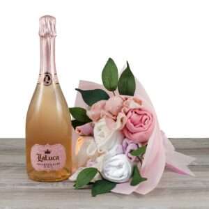 Prosecco Rosé & Baby Girl Bouquet – the Perfect Newborn Gift