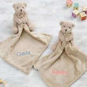 Cute Baby Plushie Teddy Bear & Personalized Blanket With Name