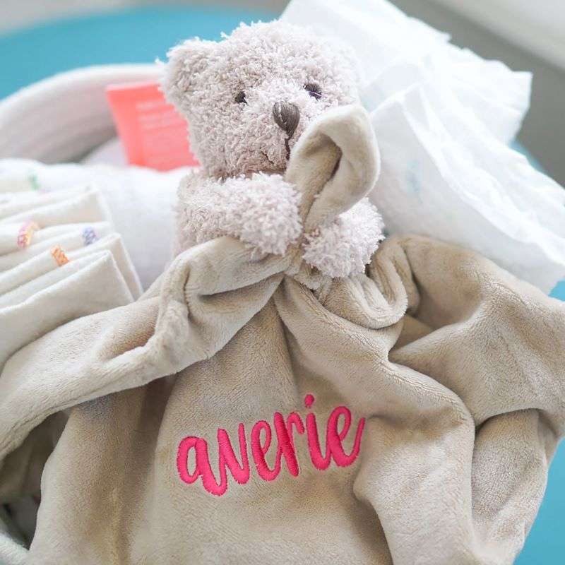 Cute Baby Plushie Teddy Bear & Personalized Blanket With Name - Image 2