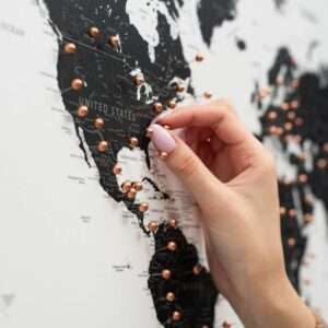Onyx World Map: Contemporary Canvas Wall Art