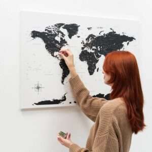 Onyx World Map: Contemporary Canvas Wall Art