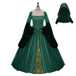 Royal Green Tudor Renaissance Gown: Queen Elizabeth Inspired