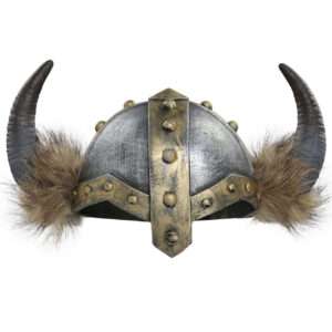 Horned Viking Helmet – Faux Fur Norse Armor for Warriors
