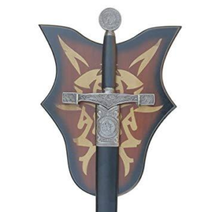 Ancient Tribal Wood Wall Sword Plaque Display – Universal Blade Mount