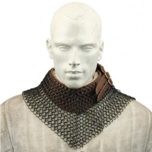 Blackened Chainmail Bishop’s Mantle – 16g Steel Collar Armor