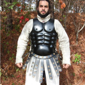 Blackened Greek Heroic Muscle Cuirass – 20g Steel Armor