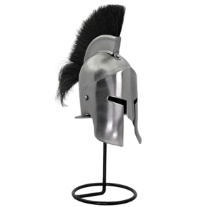 Mini Trojan Greek Helmet with Black Plume & Display Stand