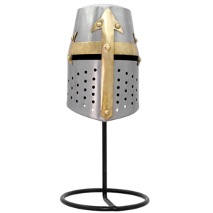 Miniature Templar Crusader Helmet Display – Steel & Stand