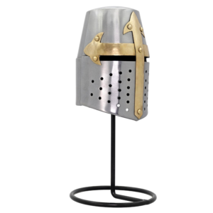 Miniature Templar Crusader Helmet Display – Steel & Stand