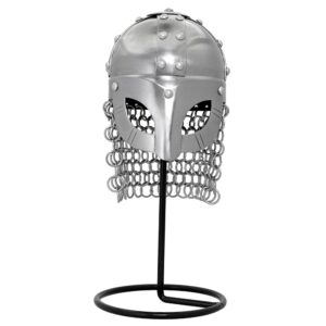 Miniature Viking Combat Helmet Display – Steel Helmet, Stand