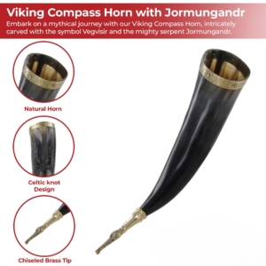 Navigator’s Serpent Viking Compass Horn – Vegvisir & Jormungandr