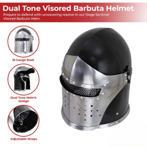 Siege Sentinel Visored Barbuta Helmet – 16g Steel
