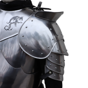 Medieval Knight Shoulder Armor with Integrated Sword Guards