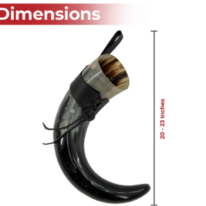 Oversized Viking Black Drinking Horn with Leather Belt Holder