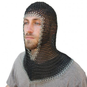 Blackened Medieval Chainmail Coif – 11th–14th Century Armor