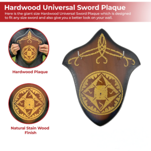 Universal Hardwood Sword Display Plaque – Large Wall Mount
