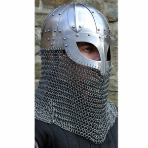 Viking Battle Helmet with Chainmail Curtain – 18G Steel