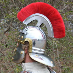 Roman Centurion Helmet Transverse Crest with Red Plume