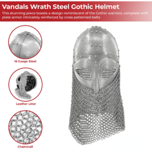 Vandal Gothic War Helmet with Chainmail Defense