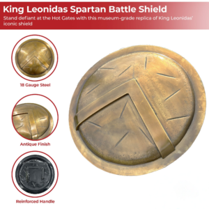 Spartan Warrior Hoplon Shield – Antique Steel Display Shield
