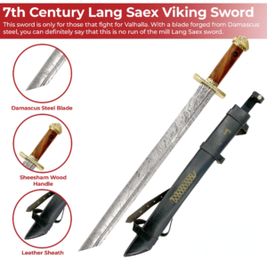 Valhalla Oath Viking Lang Saex Damascus Sword